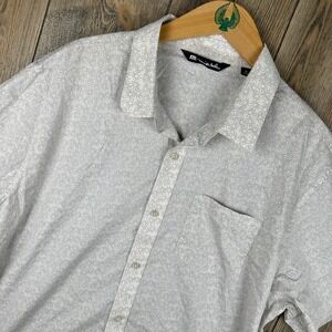 Travis Mathew Mens XL White Short Sleeve Button Down Golf Shirt Patterned